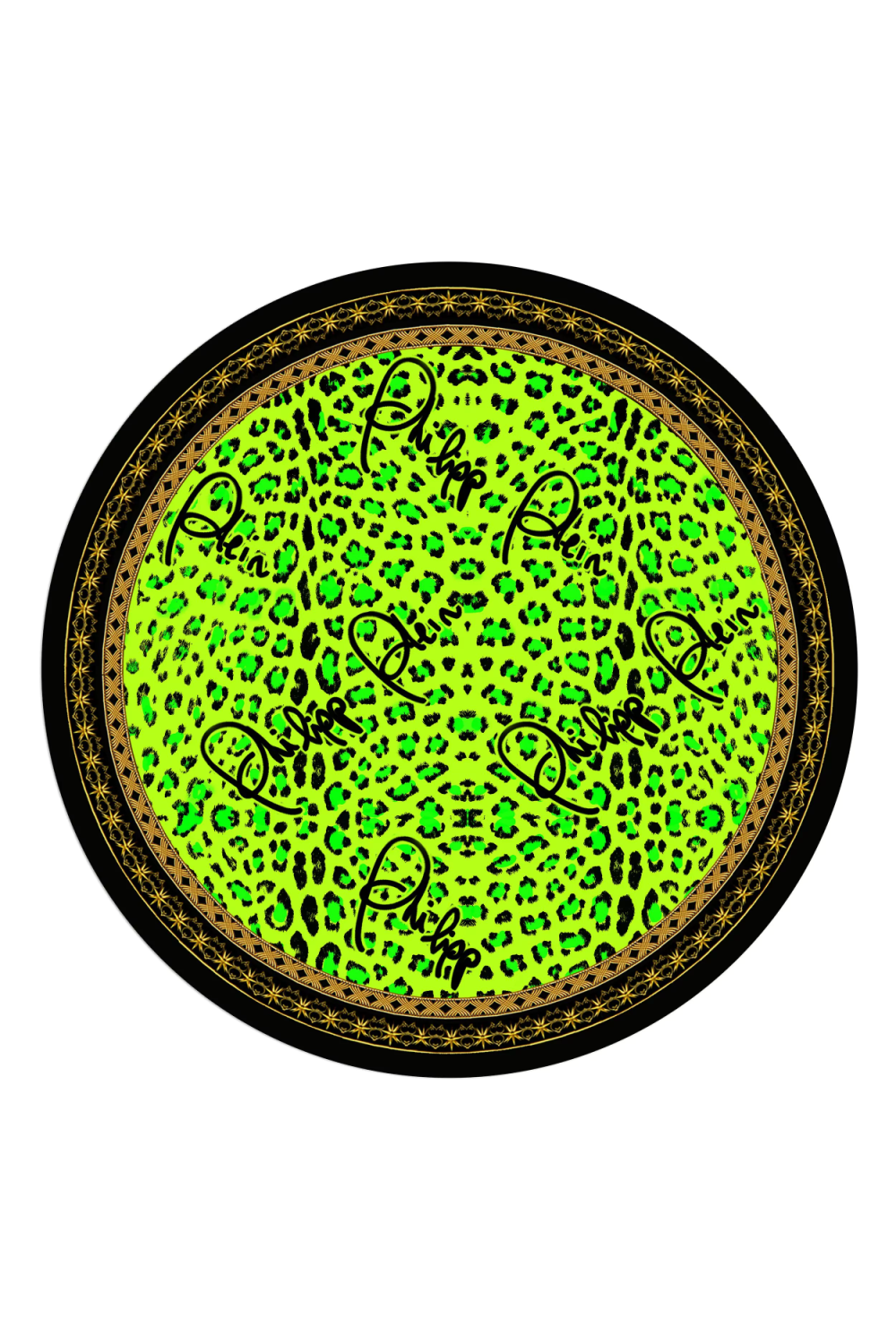 Green Circular Printed Wool Carpet 9' | Philipp Plein Jungle | Oroa.com