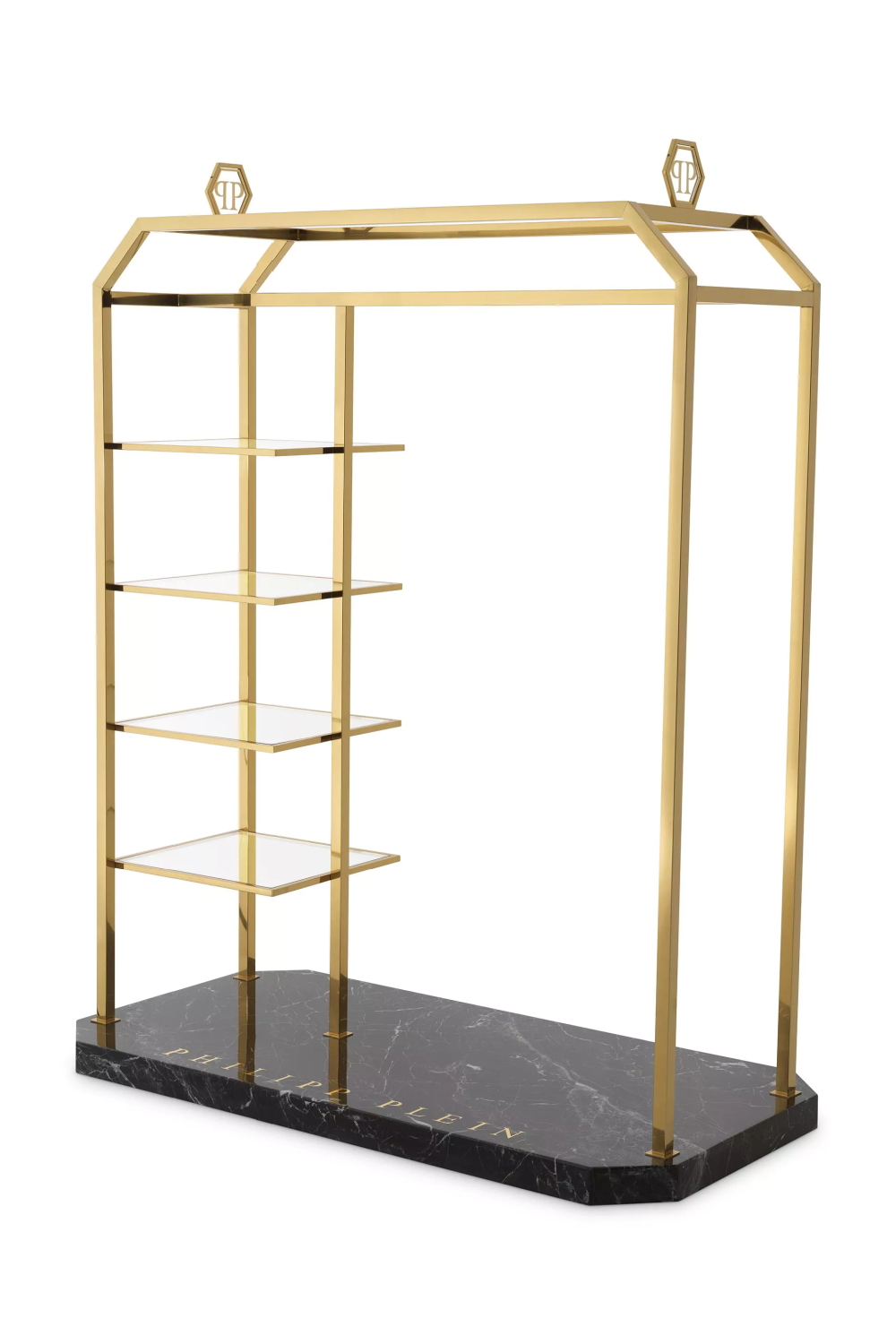 Gold Framed Modern Clothing Stand, Philipp Plein Couture