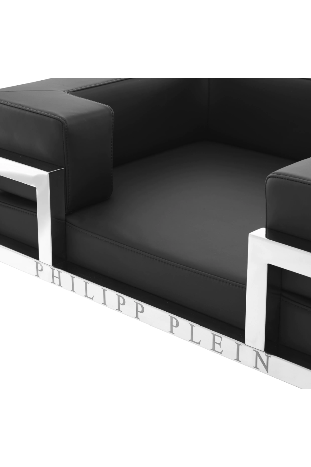 Silver Framed Leather Dog Bed L | Philipp Plein High Conic | Oroa.com