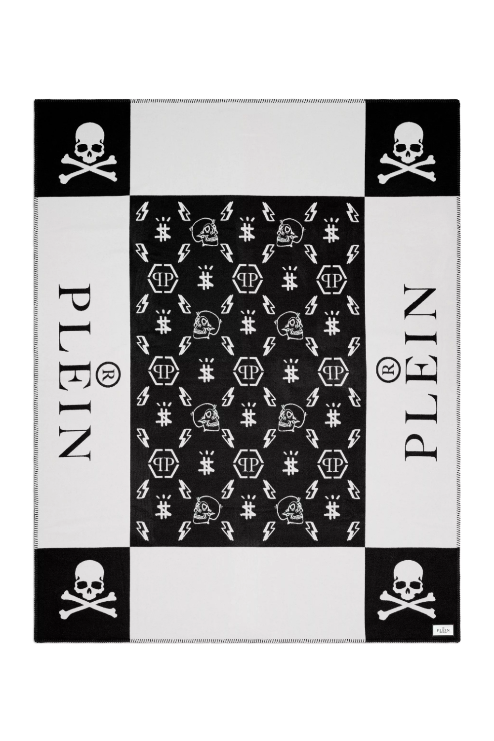 Black Printed Cashmere Plaid | Philipp Plein Skull | OROA.com