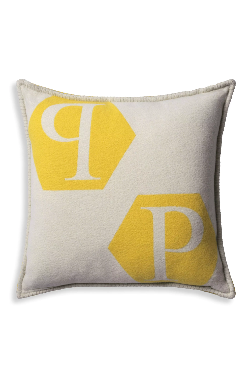 Yellow Modern Pastel Cushion | Philipp Plein Cashmere | Oroa.com