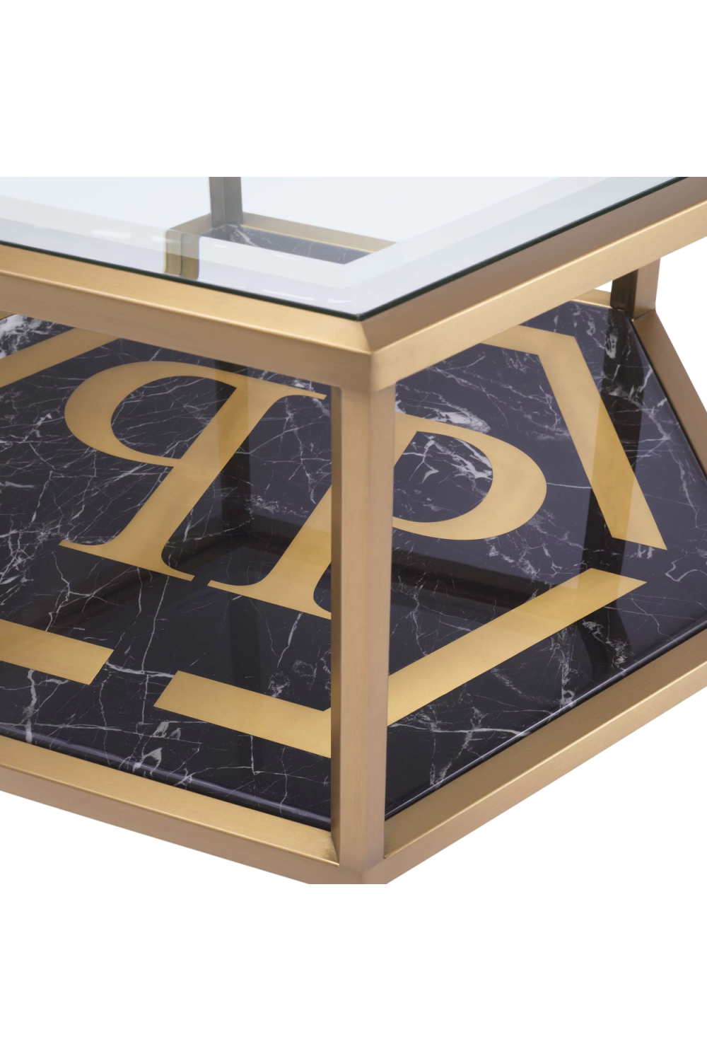 Gold Hexagonal Modern Side Table | Philipp Plein Falcon View | OROA.com
