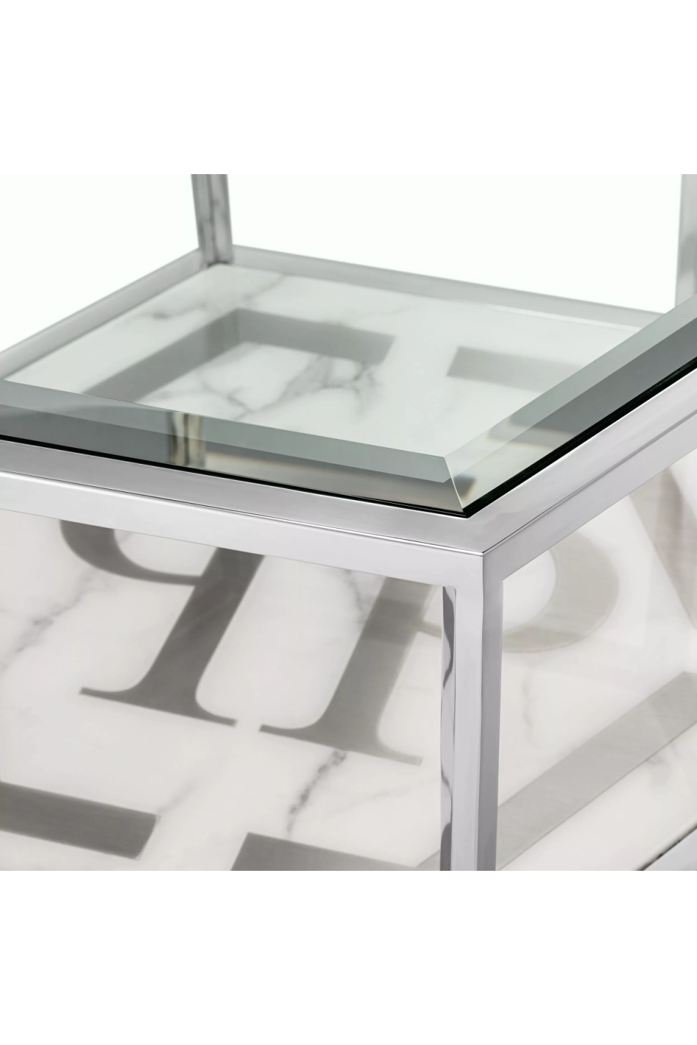 Silver Hexagonal Modern Side Table | Philipp Plein Falcon View | Oroa.com