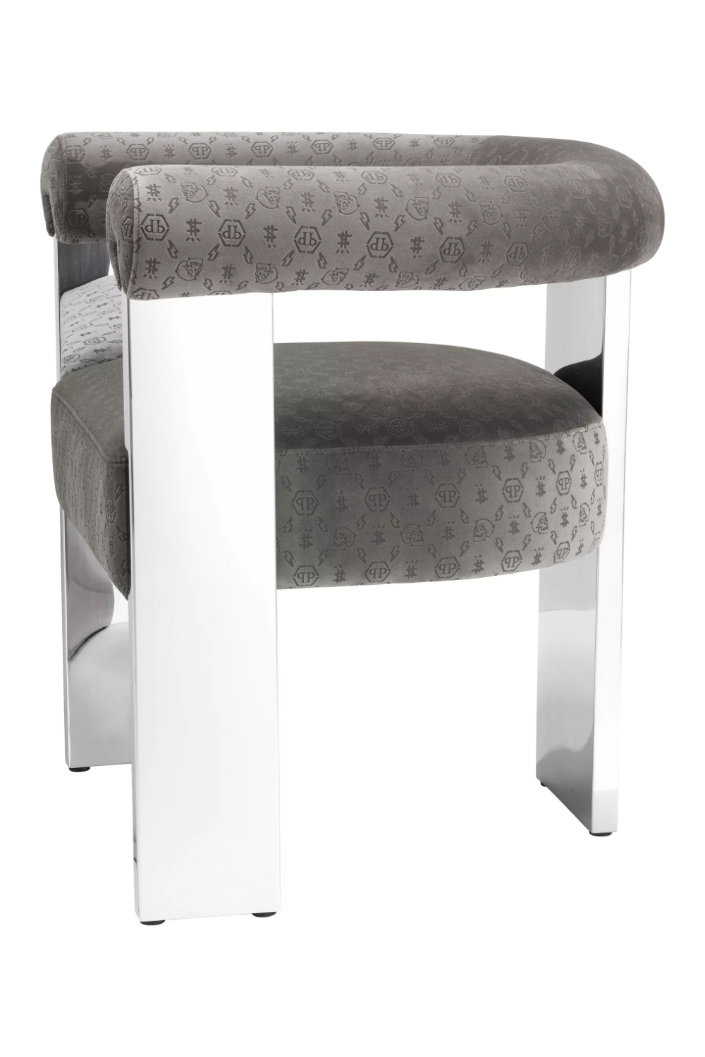 Gray Velvet Contemporary Dining Chair | Philipp Plein Icon | Oroa.com