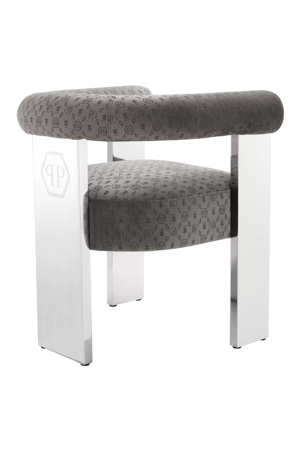 Gray Velvet Contemporary Dining Chair | Philipp Plein Icon | Oroa.com