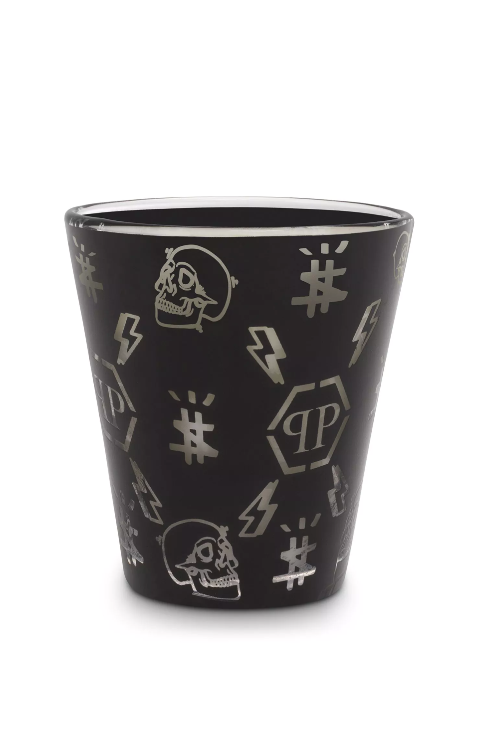 Black Printed Glass Scented Candle | Philipp Plein Monogram | Oroa.com