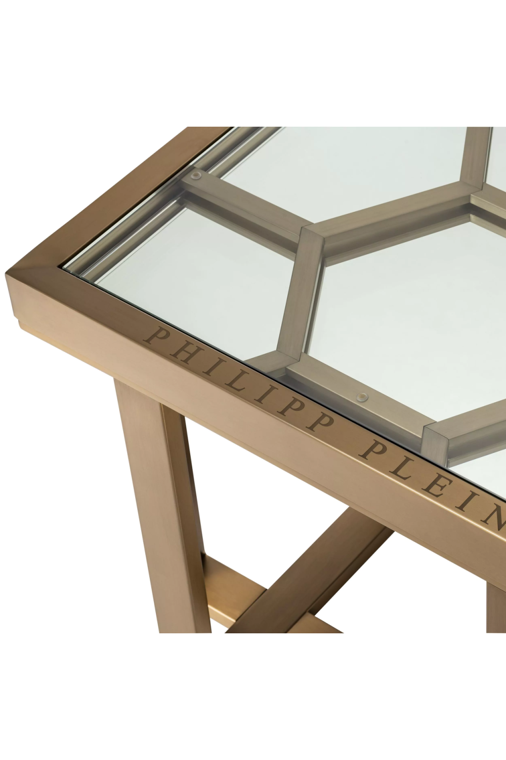 Smoked Glass Modern Side Table | Philipp Plein Skeleton | OROA.com