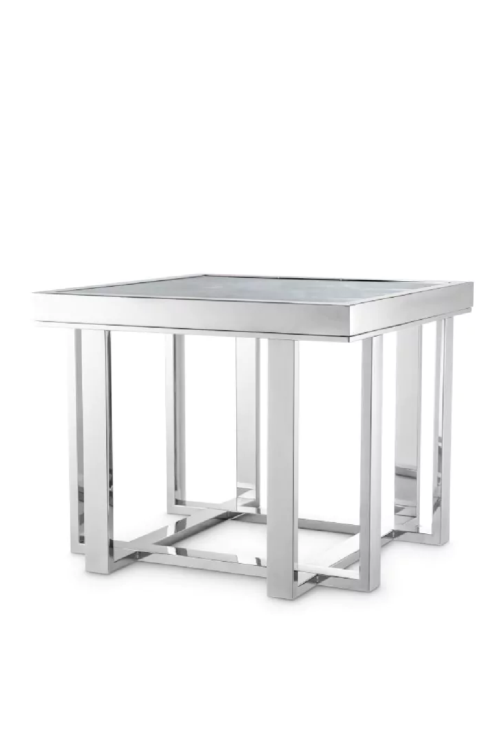 Silver Smoked Glass Modern Side Table | Philipp Plein Skeleton | Oroa.com