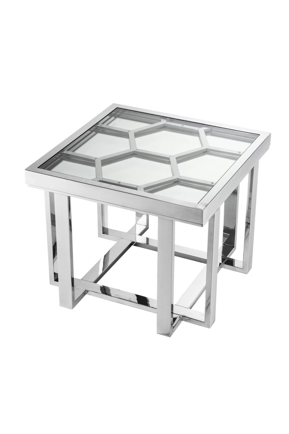 Silver Smoked Glass Modern Side Table | Philipp Plein Skeleton | Oroa.com