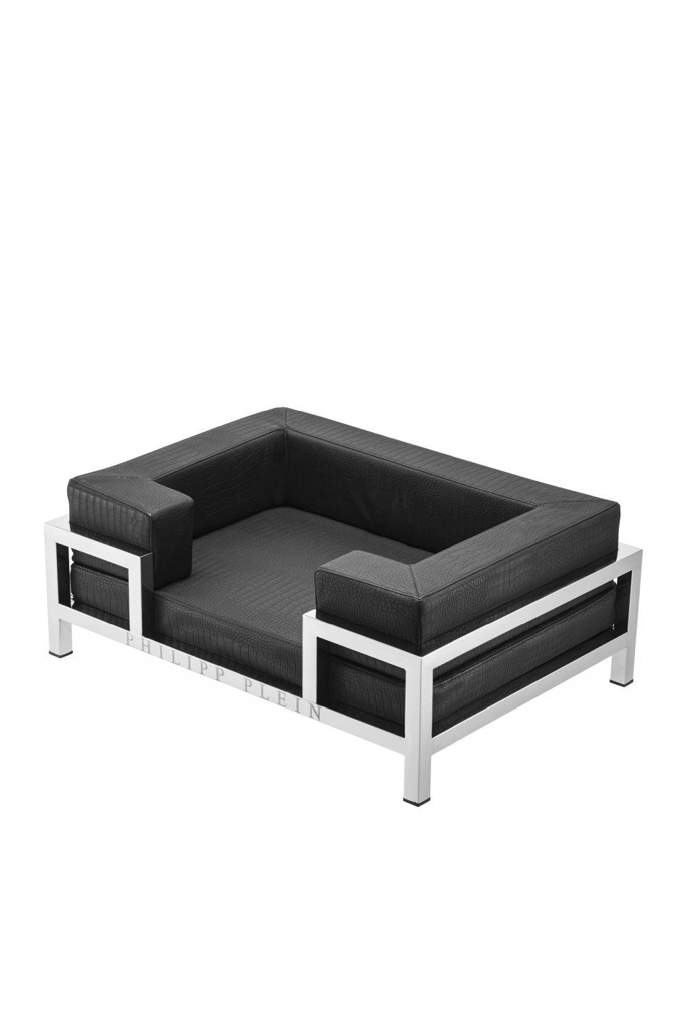 Silver Framed Croco-look Leather Dog Bed L | Philipp Plein High Conic  | Eichholtzmiami.com