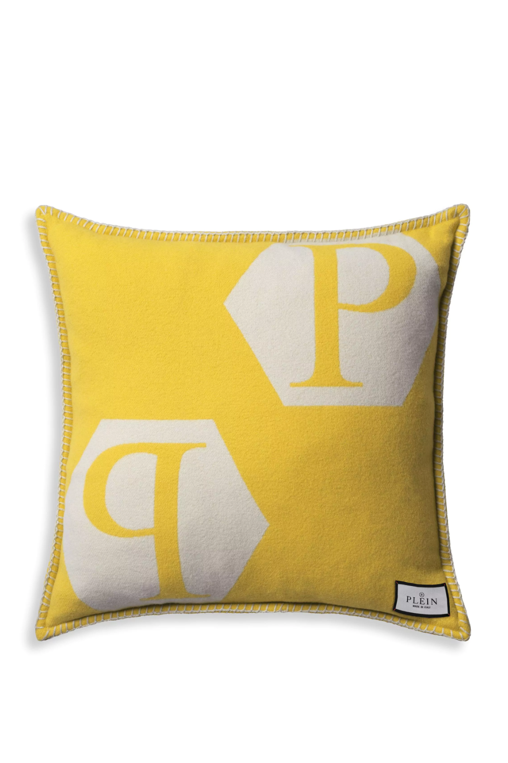 Yellow Pastel-Hued Modern Cushion | Philipp Plein Cashmere | Oroa.com