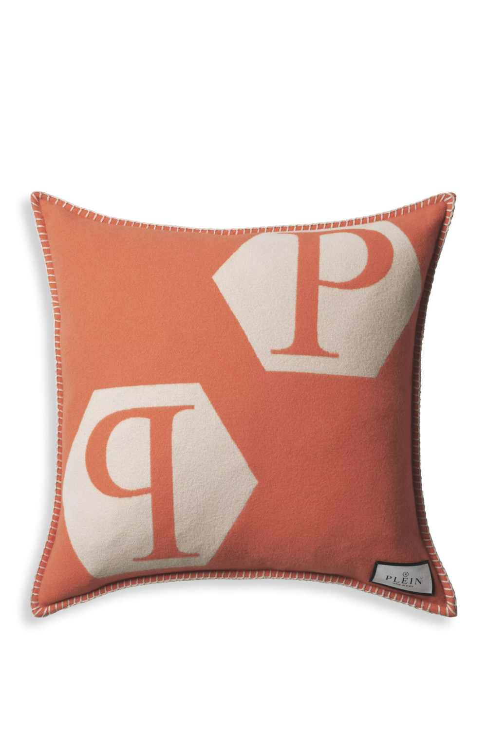 Orange Pastel-Hued Modern Cushion | Philipp Plein Cashmere | Oroa.com