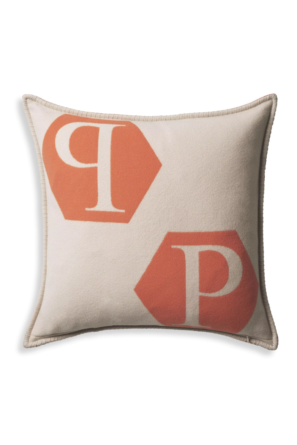 Orange Pastel-Hued Modern Cushion | Philipp Plein Cashmere | Oroa.com