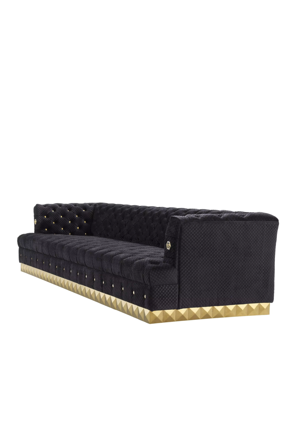 Quilted Black Velvet Sofa L | Philipp Plein Rockstud | Oroa.com