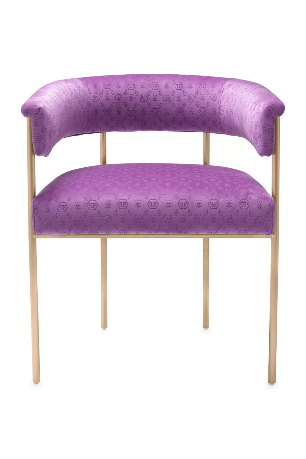 Purple Curved Velvet Dining Chair | Philipp Plein Monogram | OROA.com