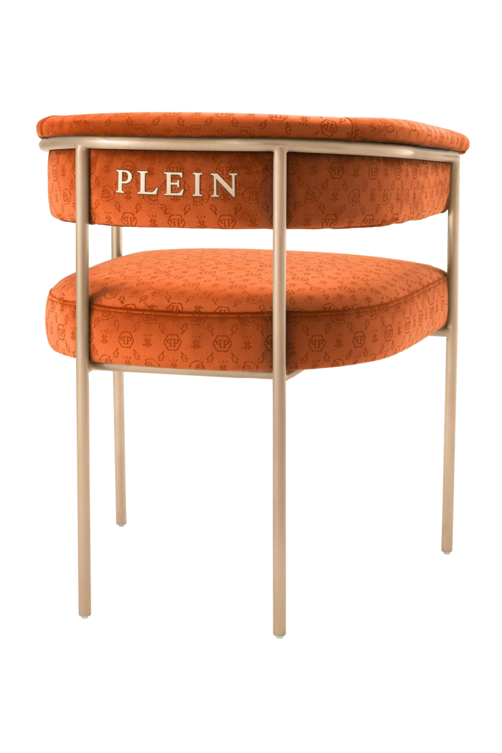 Orange Curved Velvet Dining Chair | Philipp Plein Monogram | OROA.com