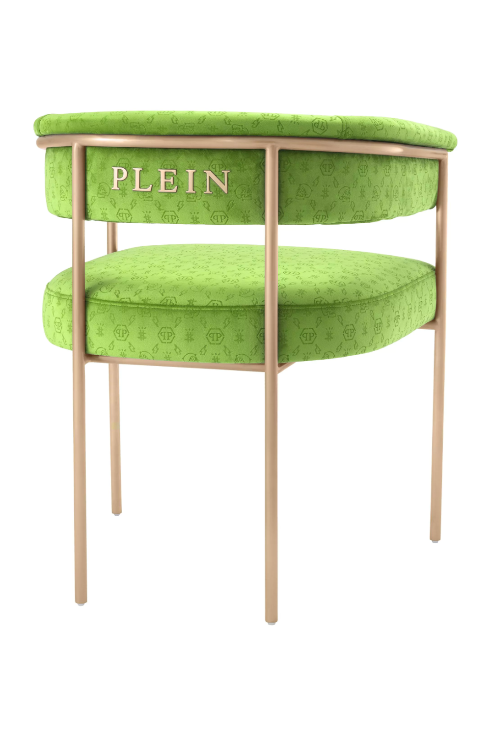 Green Curved Velvet Dining Chair | Philipp Plein Monogram | OROA.com