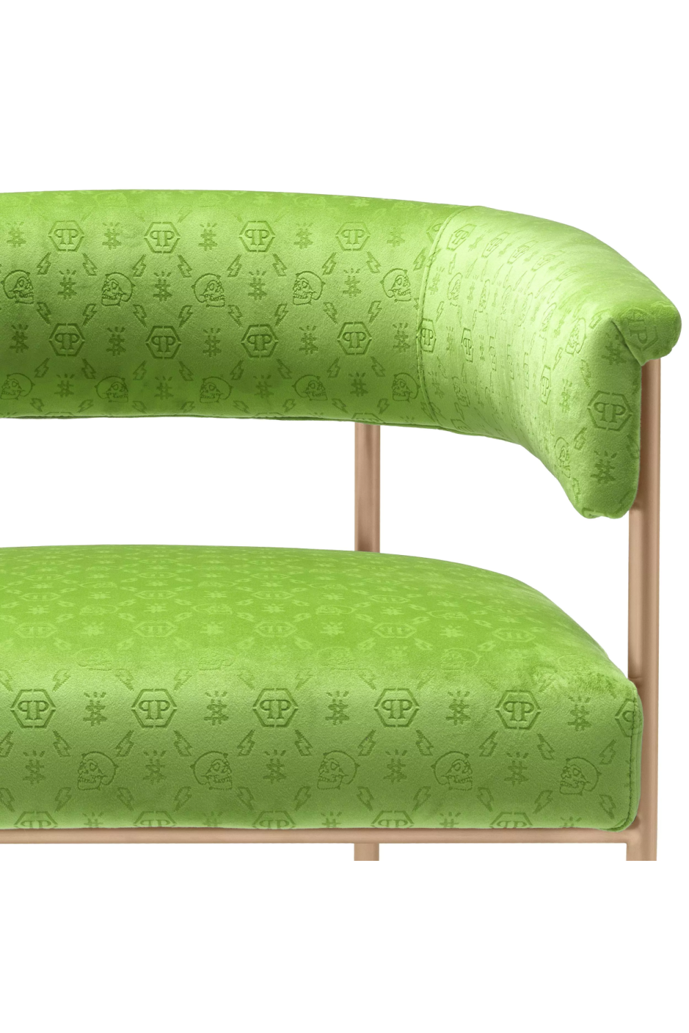 Green Curved Velvet Dining Chair | Philipp Plein Monogram | OROA.com