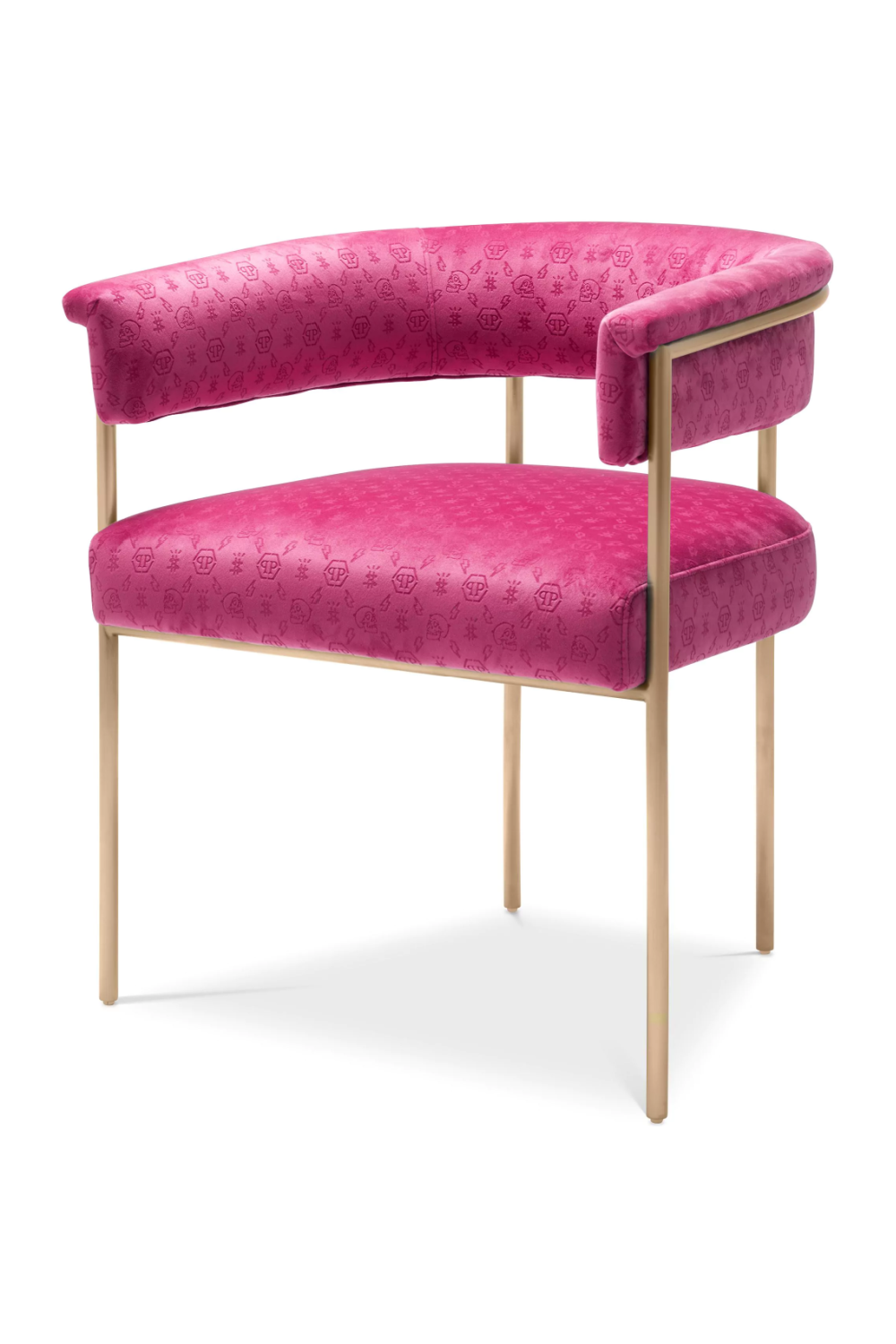 Pink Curved Velvet Dining Chair | Philipp Plein Monogram | Oroa.com