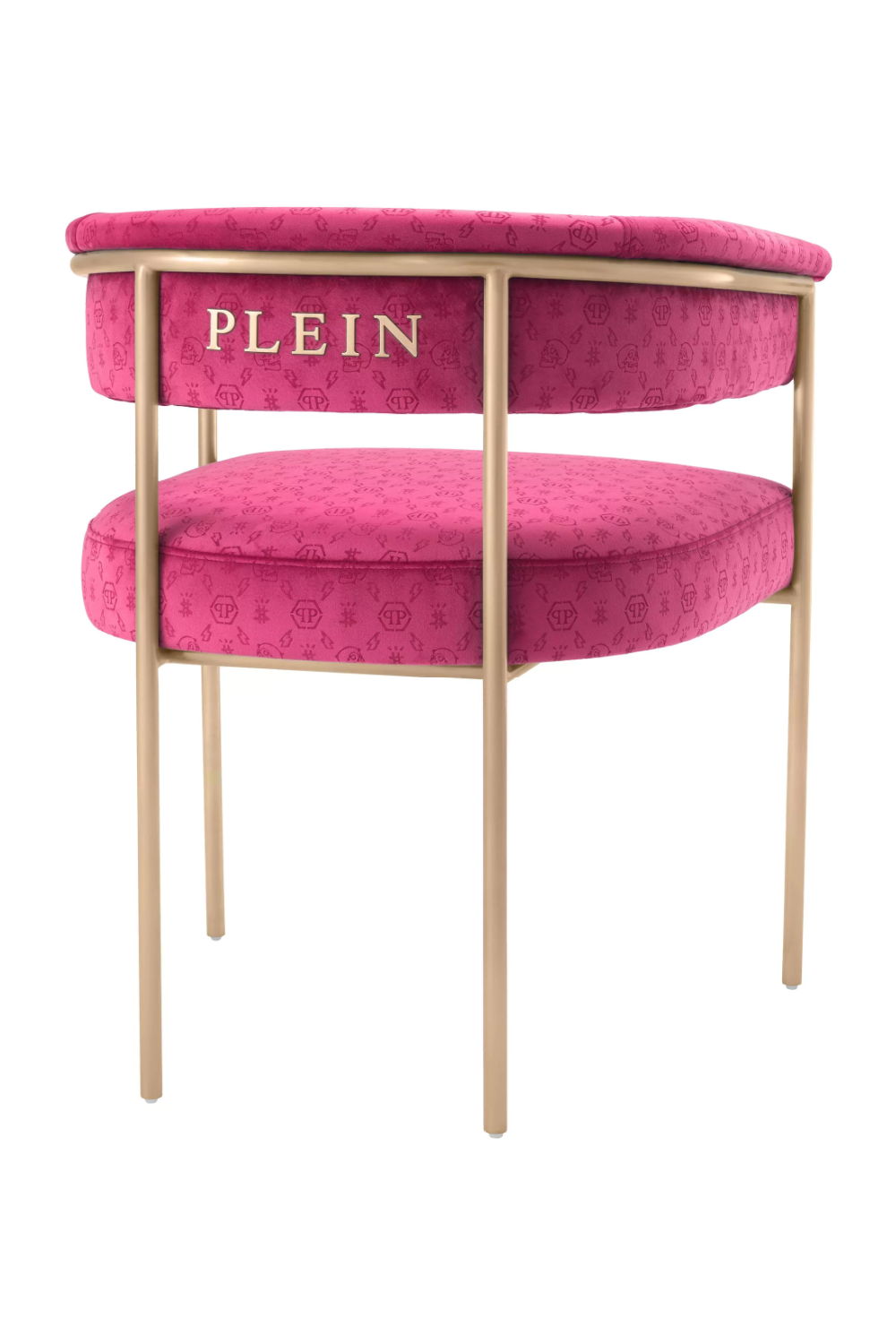 Pink Curved Velvet Dining Chair | Philipp Plein Monogram | Oroa.com
