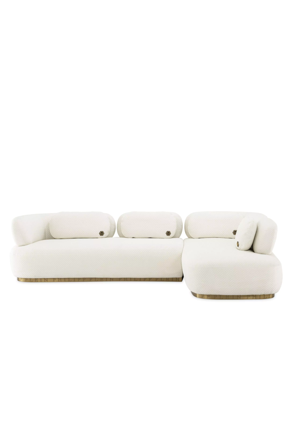 White L-Shaped Velvet Sofa | Philipp Plein Signature Lounge | Oroa.com