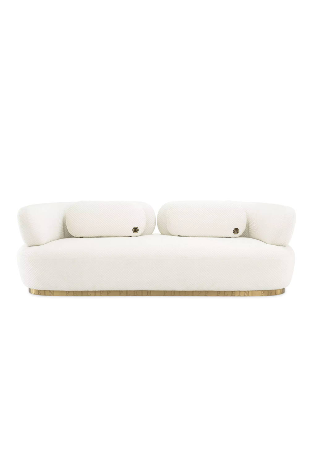 White Modern Quilted Velvet Sofa | Philipp Plein Signature | Oroa.com