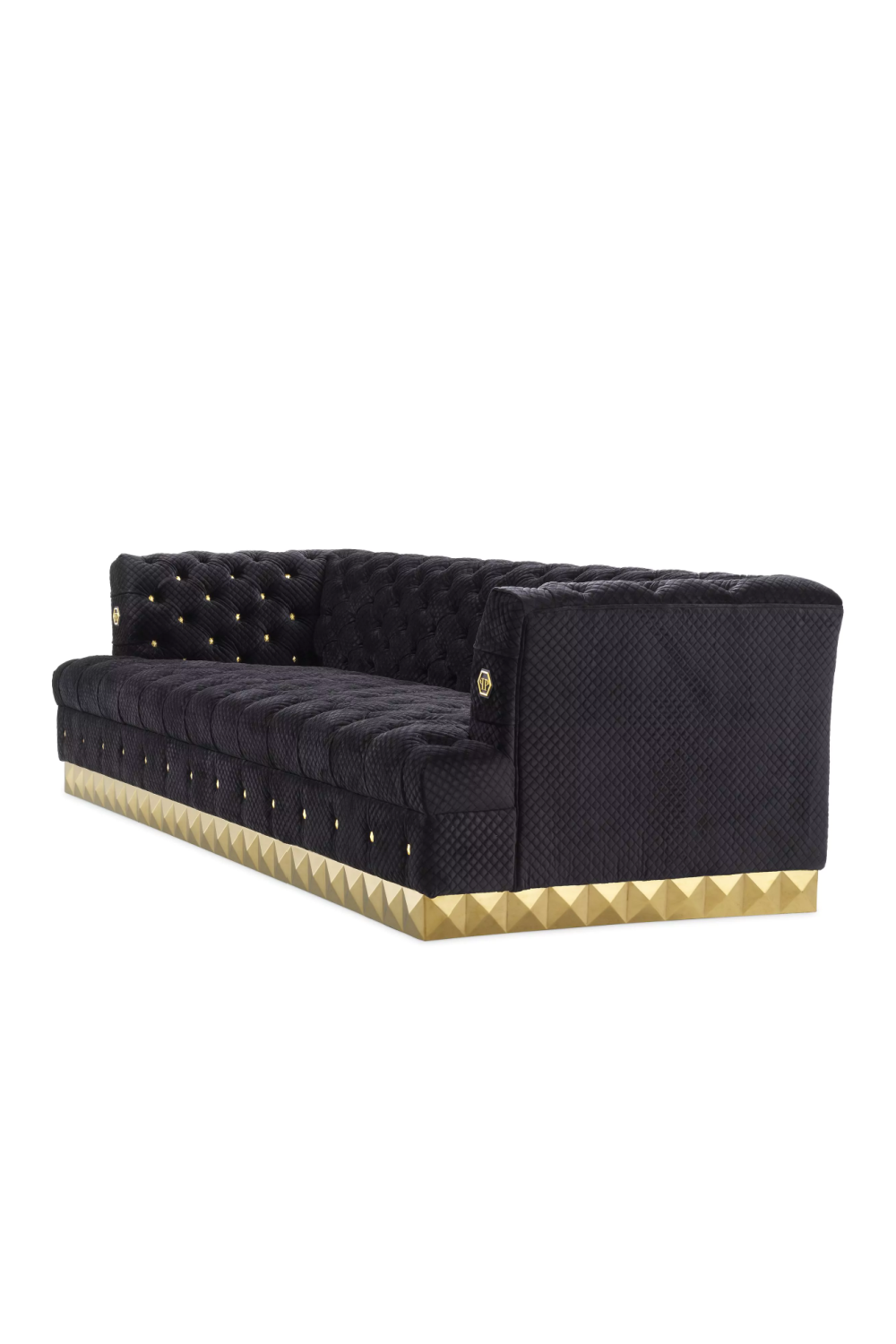 Quilted Black Velvet Sofa S | Philipp Plein Rockstud | Oroa.com