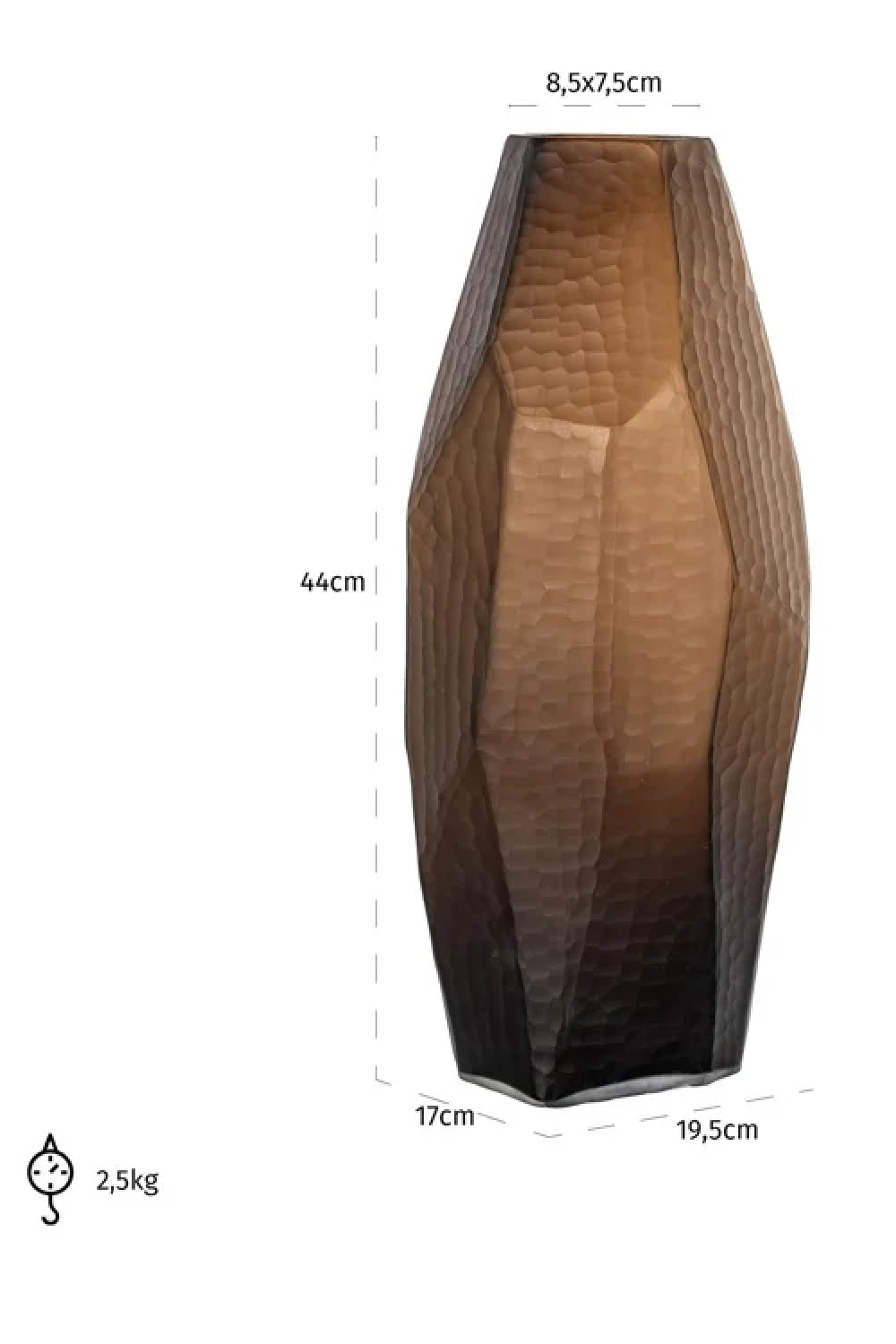 Amber Glass Faceted Vase | OROA Sadie | Oroa.com