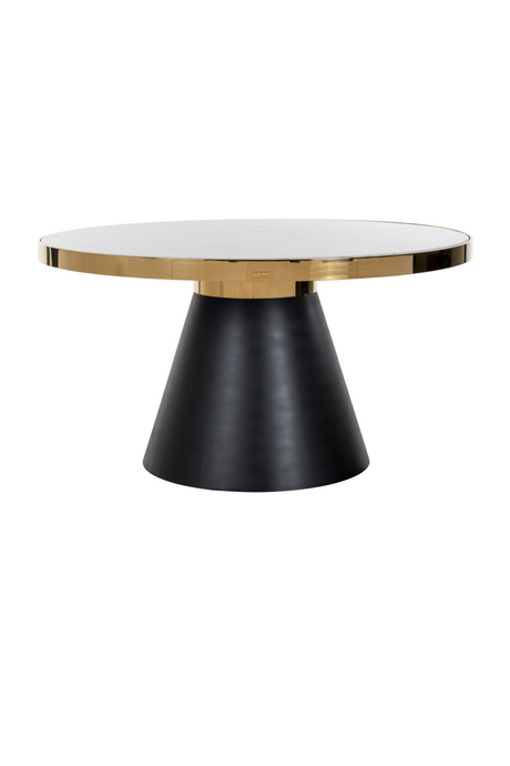 Gold Framed Marble Pedestal Dining Table | Richmond Interiors Odin | OROA.com