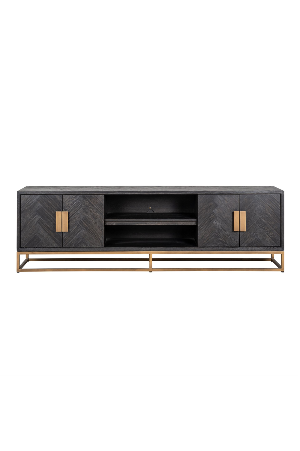 Brass Framed Oak TV Unit | Richmond Interiors Blackbone | Oroa.com