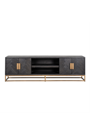 Brass Framed Oak TV Unit | Richmond Interiors Blackbone | Oroa.com