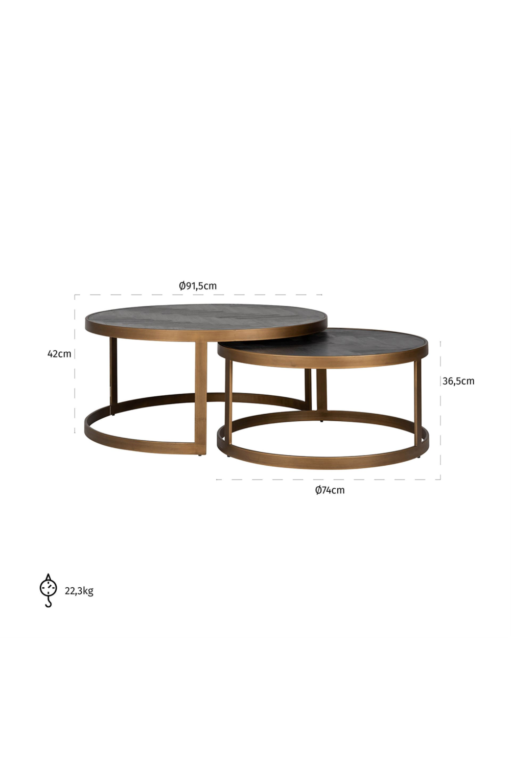 Black Oak Nested Coffee Tables (2) | Richmond Interiors Blackbone | Oroa.com