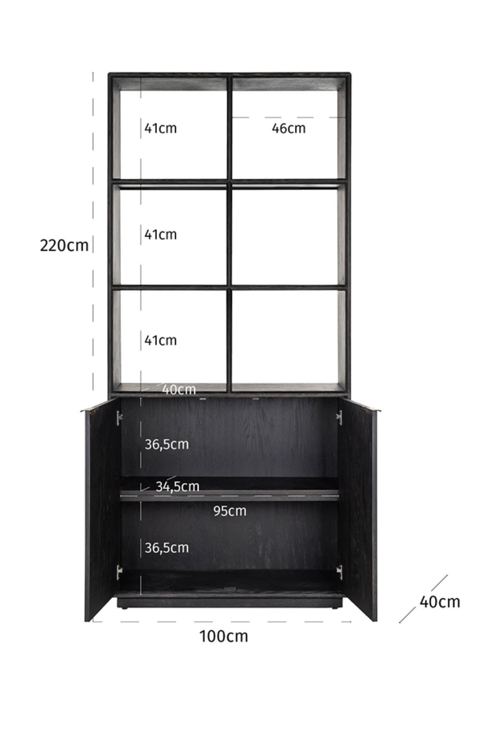 Black Oak 2-Door Bookcase | Richmond Interiors Blackbone | Oroa.com