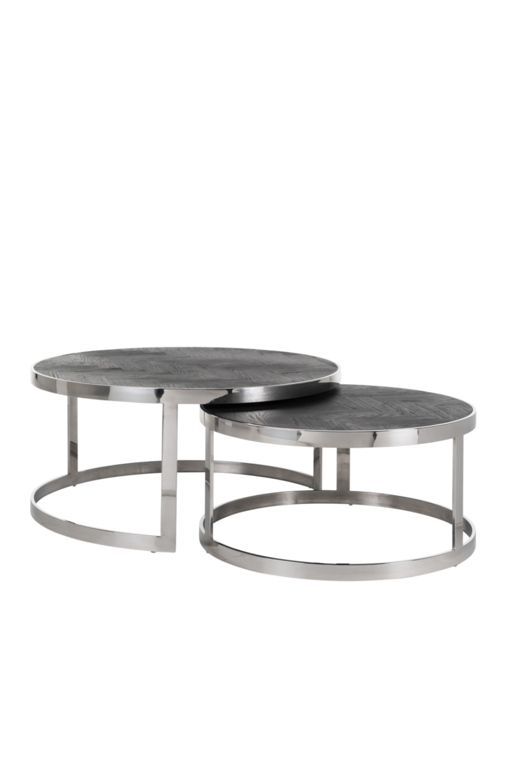 Round Silver Nesting Coffee Table | OROA Blackbone | OROA
