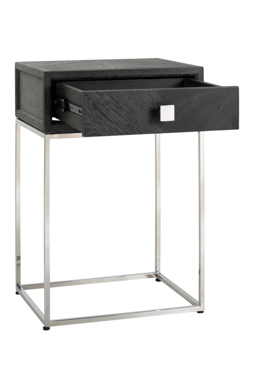 Silver Base One Drawer Bedside Table | OROA Blackbone | OROA.com