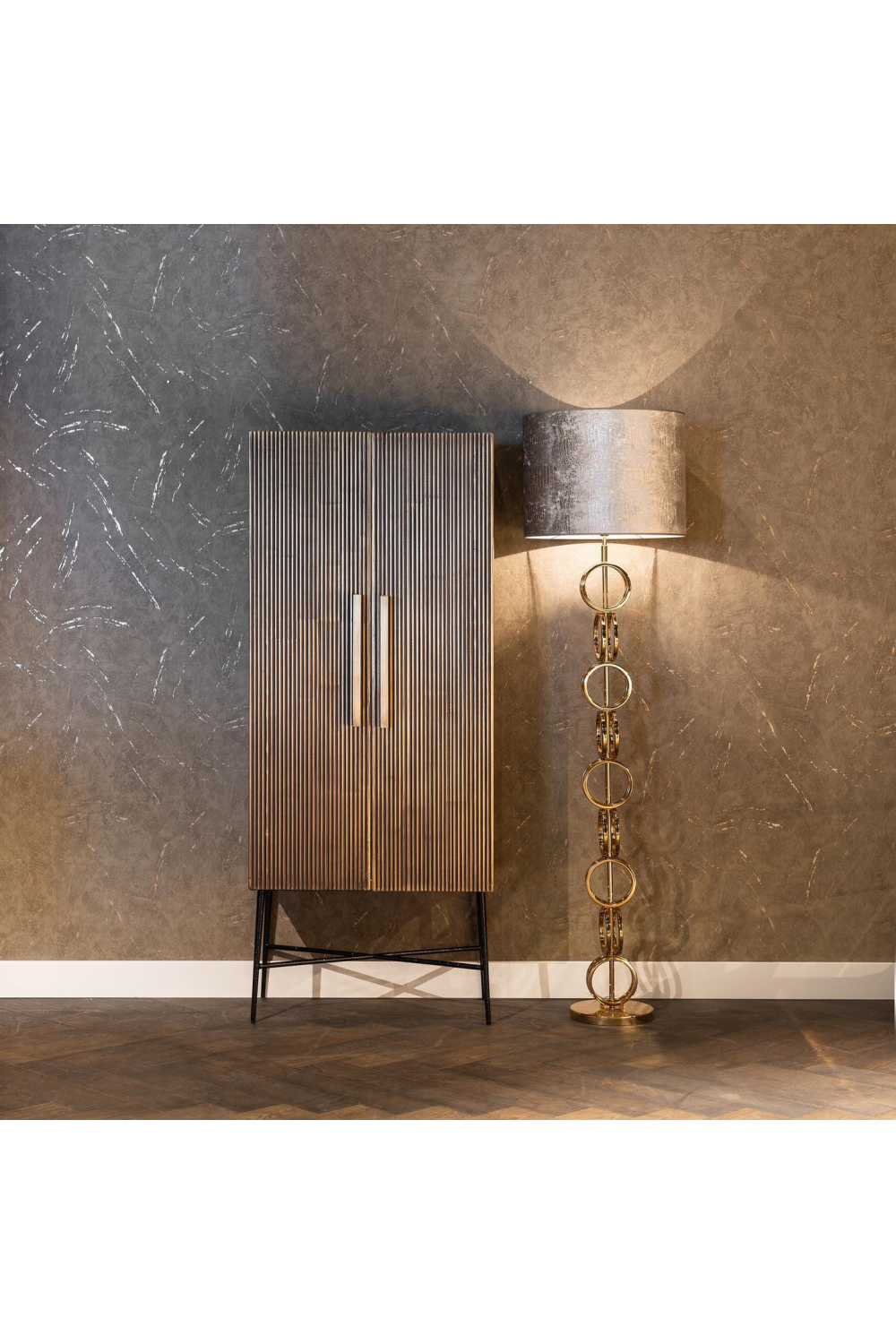 Brass 2-Door Modern Cabinet | OROA Ironville