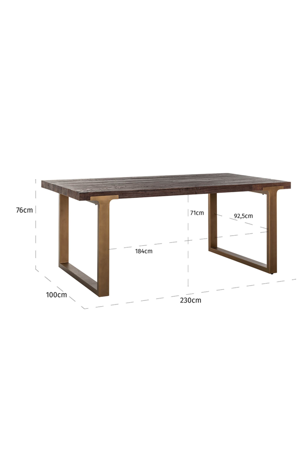 Recycled Elm Gold Base Dining Table | OROA Cromford Mill | OROA.com