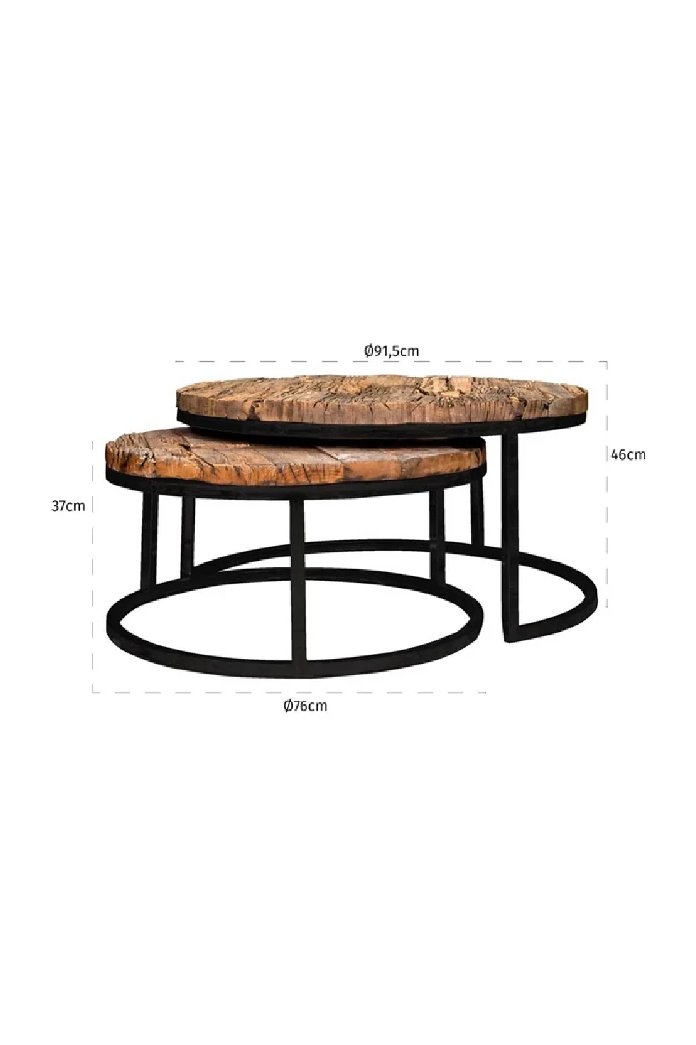 Wooden Industrial Nested Coffee Tables (2) | OROA Kensington | Oroa.com