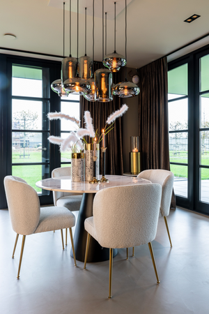 Round White Marble Pedestal Dining Table | Richmond Interiors Degas | OROA.com