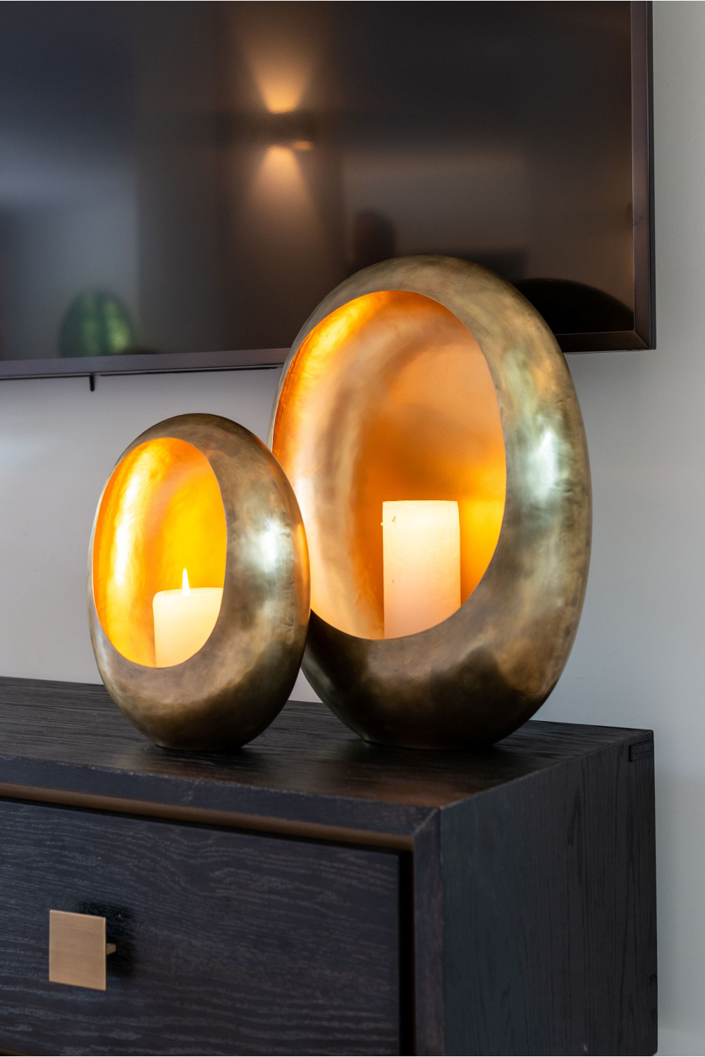 Gold Aluminum Oval Candlestick M | OROA Majlen | Oroa.com