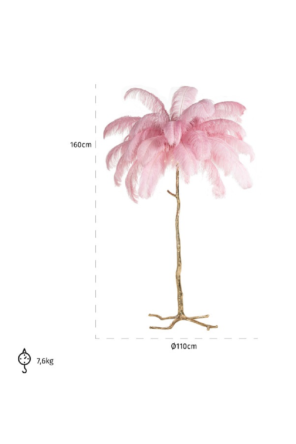 Pink Feather Copper Base Floor Lamp | OROA Burlesque | Oroa.com