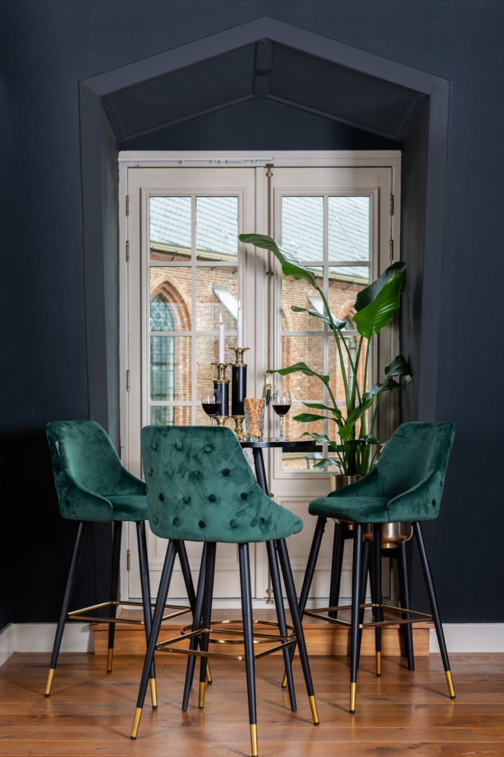 Bar stools with gold discount accents