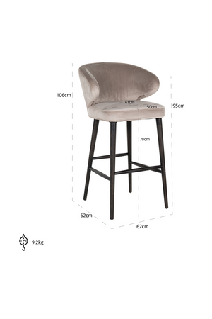 Modern Velvet Bar Stool | Richmond Interiors Indigo | Oroa.com