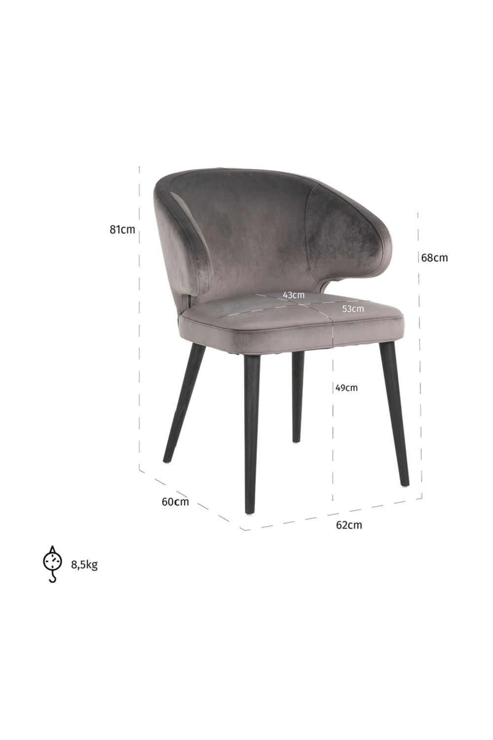 Velvet Upholstered Dining Chair | Richmond Interiors Indigo | Oroa.com