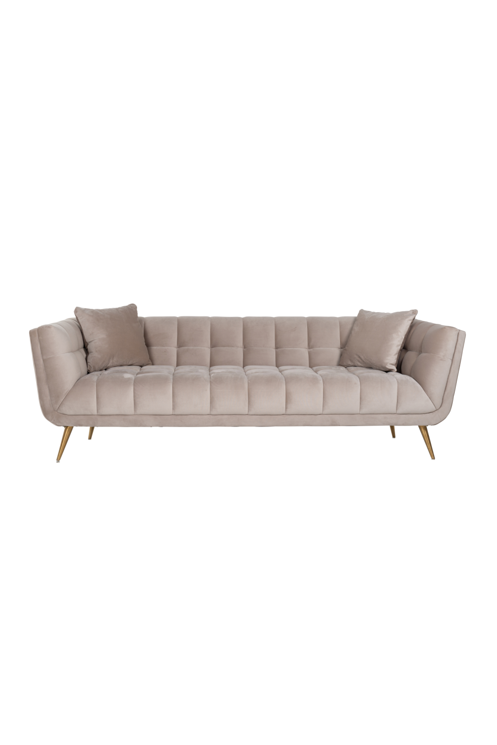 Khaki Velvet Channel Stitched Sofa | OROA Huxley | OROA