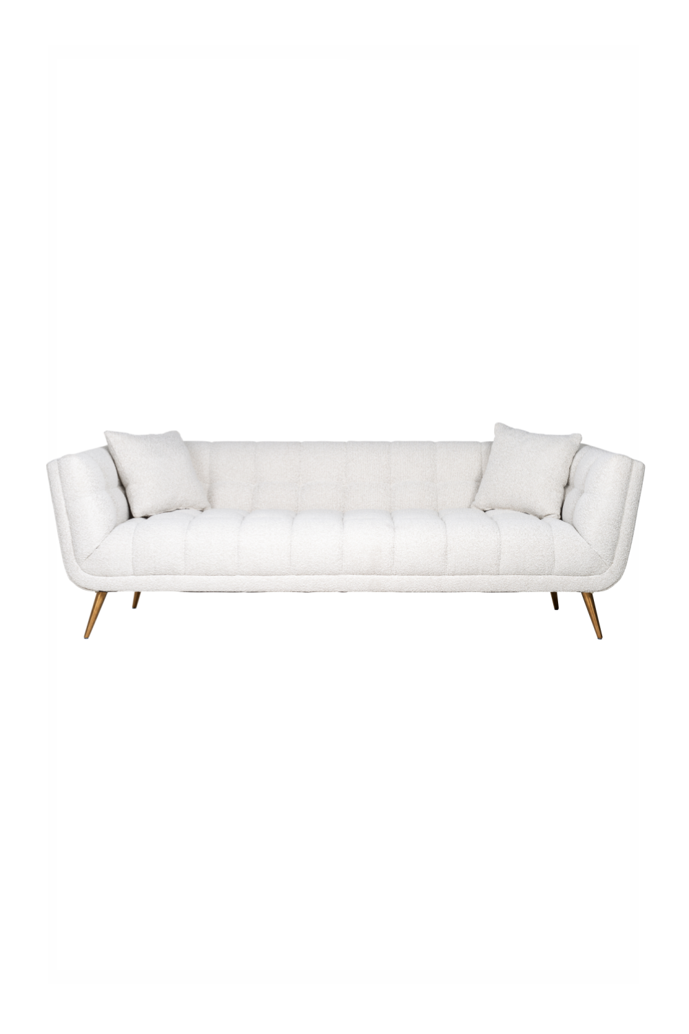 White Bouclé Channel Stitched Sofa | OROA Huxley | OROA