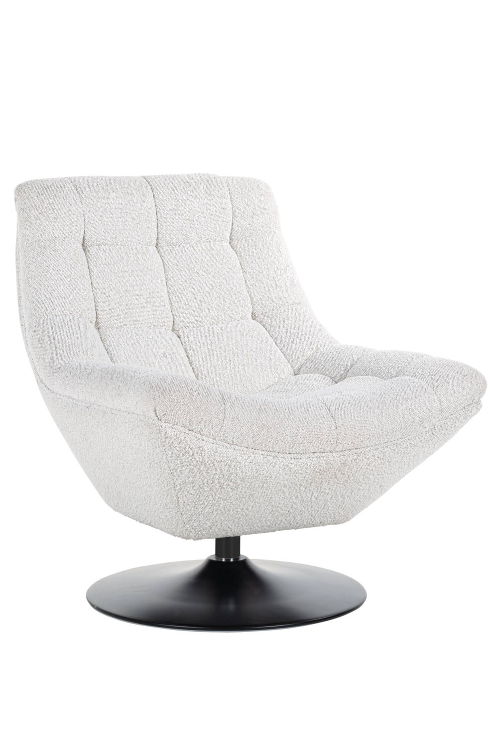 White Bouclé Pedestal Swivel Chair | OROA Richelle | Oeoa.com