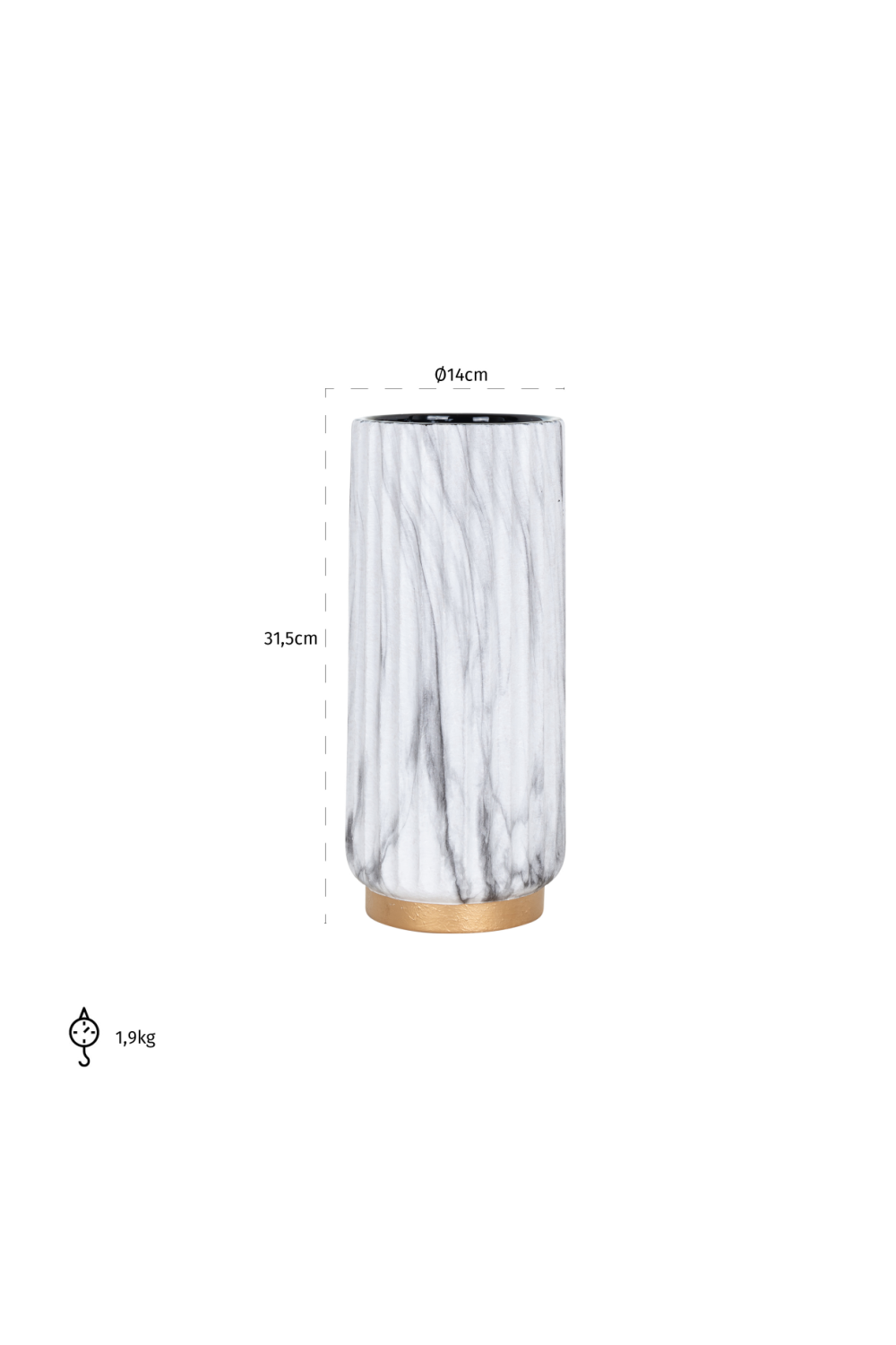 Corrugated White Ceramic Vase L | OROA Kenji | OROA.com