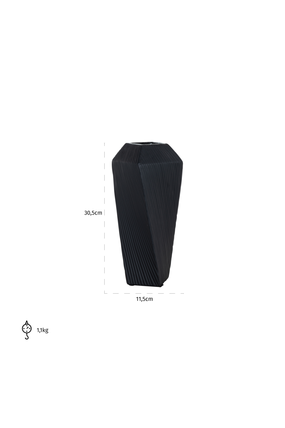 Black Ceramic Geometrical Vase L | OROA Arturo | OROA.com