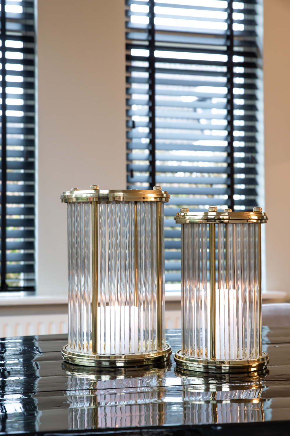 Gold Aluminum Glass Lantern M | OROA Earlson | OROA.com